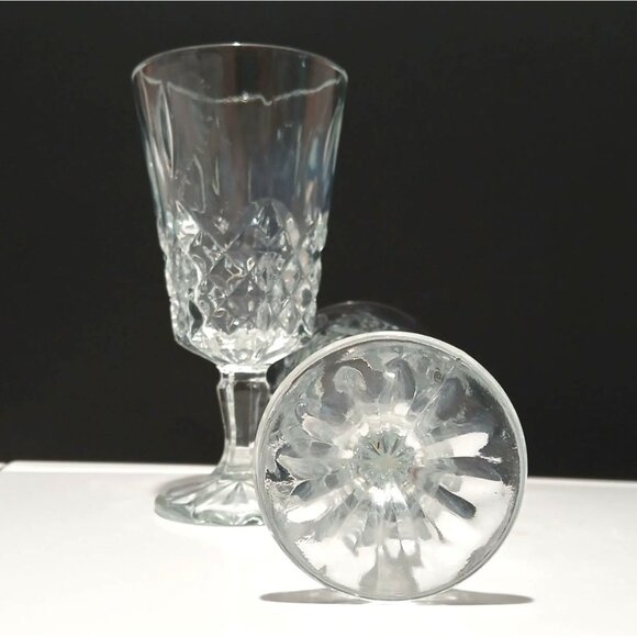 VTG 80s Libbey Glass Wine Stemmed Cambridge Pattern Crystal Diamond Cut Clear - Picture 3 of 3